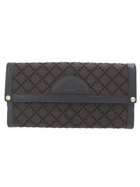 Gucci Diamante Canvas Leather Brown Black Hook Wallet